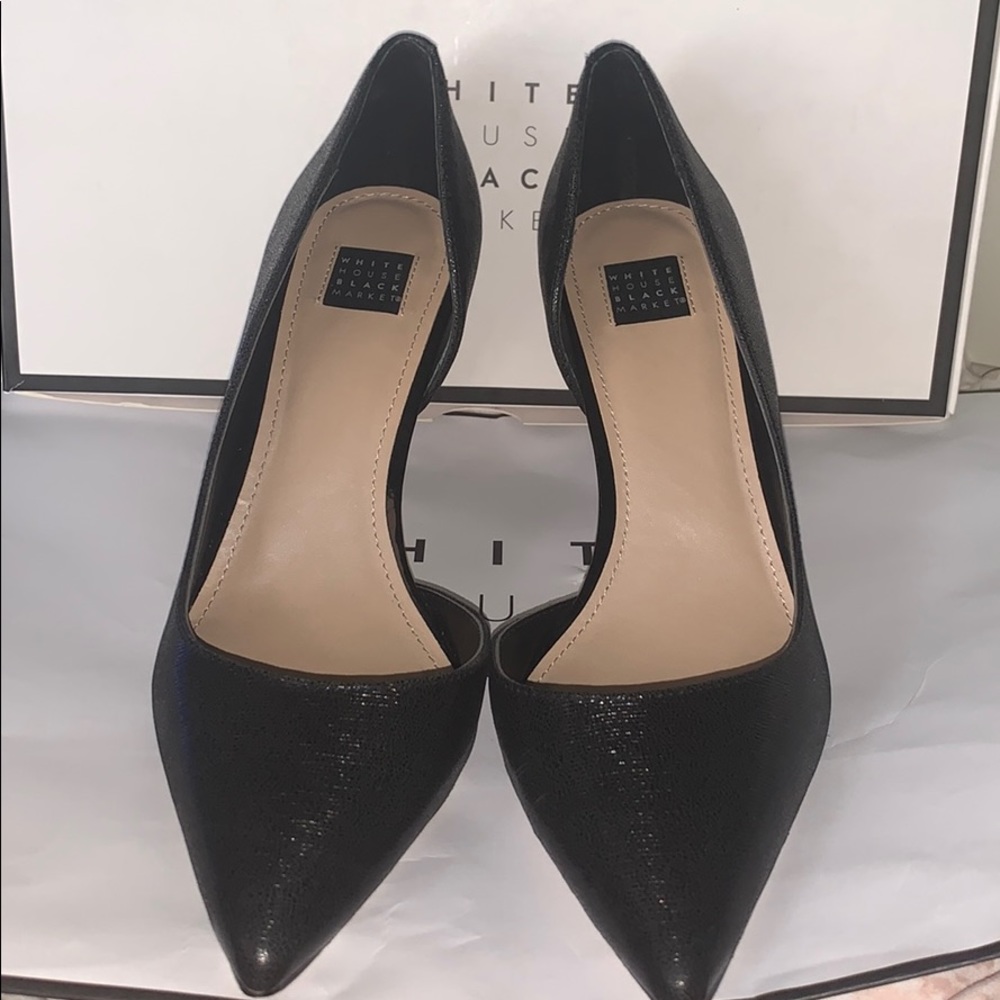 White House Black Market Black Leather Pumps